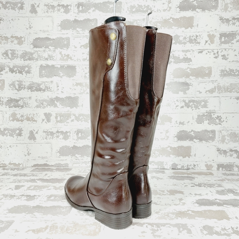 LifeStride Xripley Brown Faux Leather Side Zip Knee High Riding Boots T162 - Picture 3 of 9